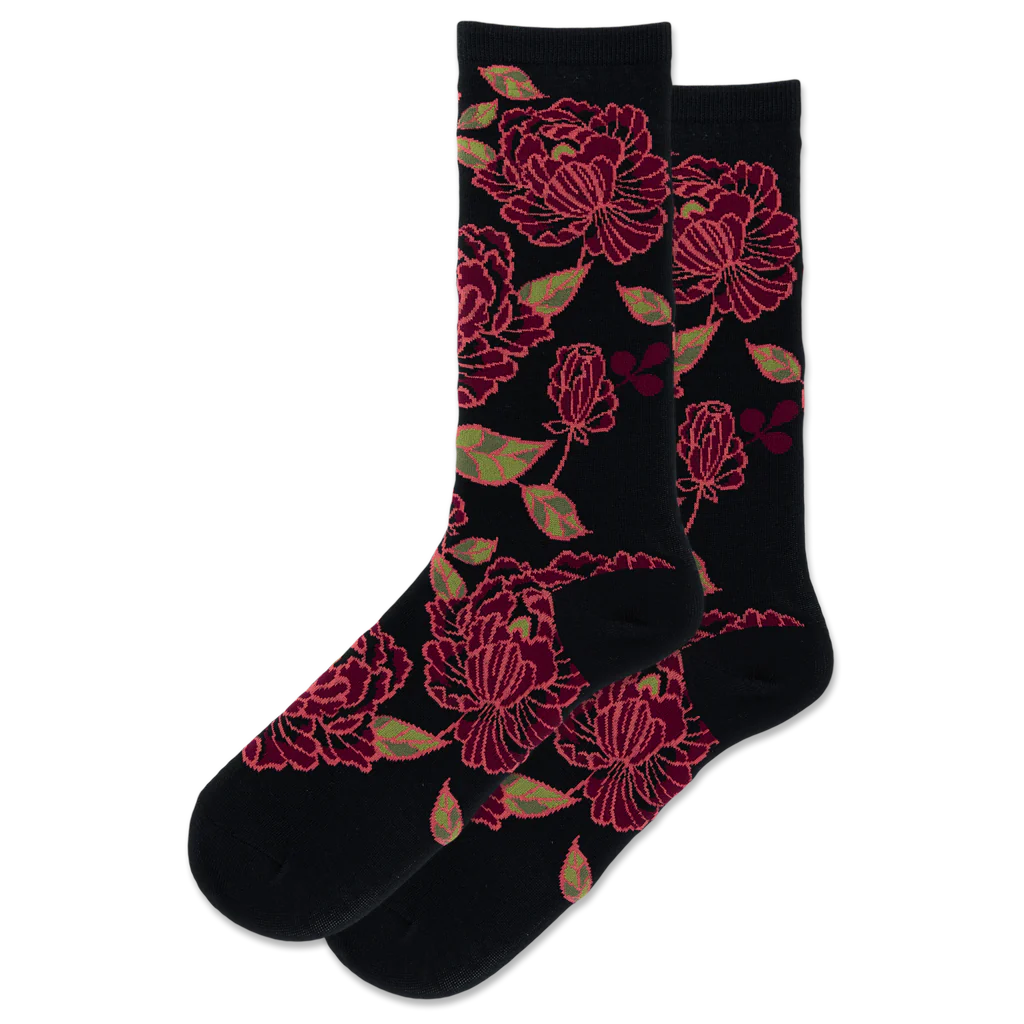 "Tapestry Floral" Crew Socks by Hot Sox - Medium