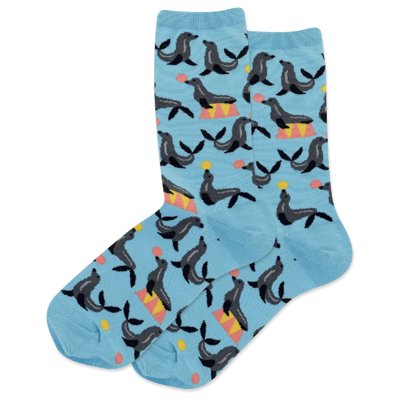 "Seals" Cotton Dress Crew Socks by Hot Sox