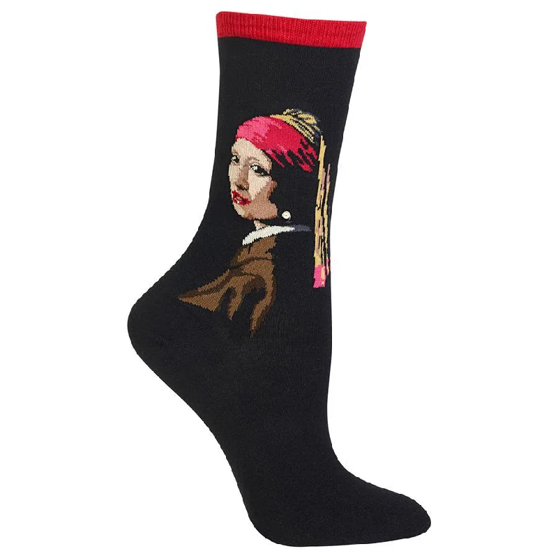 Vermeer "Girl With A Pearl Earring" Cotton Dress Crew Socks by Hot Sox - Medium