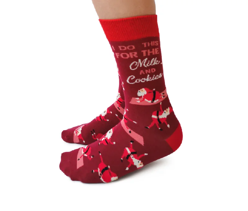 "Yoga Santa" Cotton Crew Socks by Uptown Sox - Medium