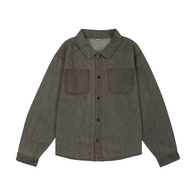 Analogie Denim Tencel Button Down Shirt - Gray Wash