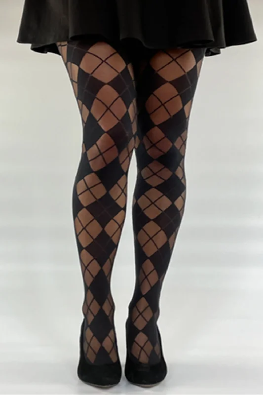 GT - Black Argyle Tights