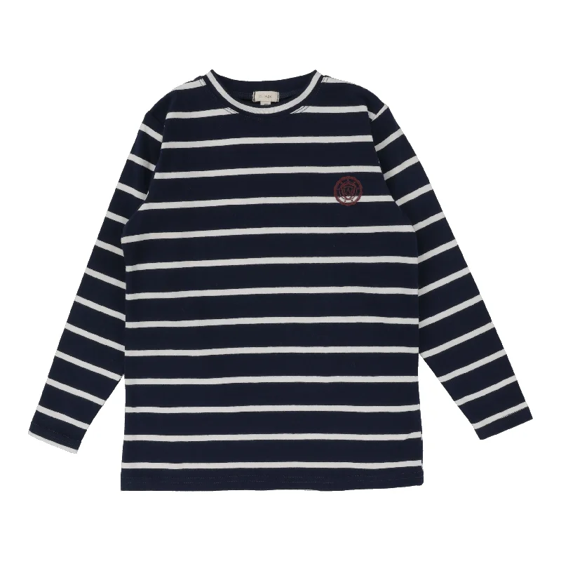 Lil Legs The Basic T-Shirt Long Sleeve - Navy/Cream Stripe