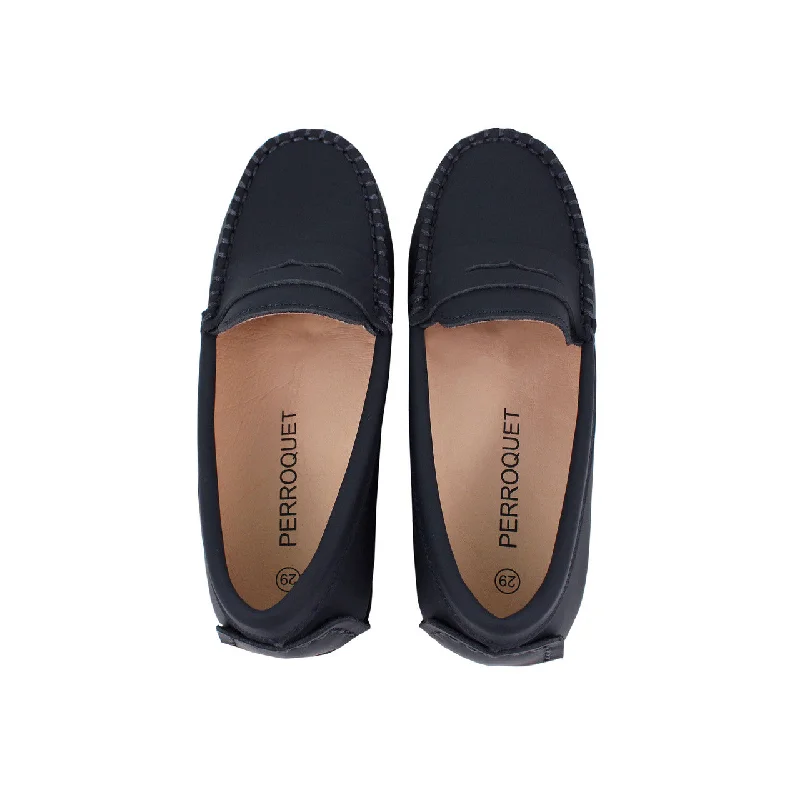 Perroquet Silky Leather Penny Loafers - Navy